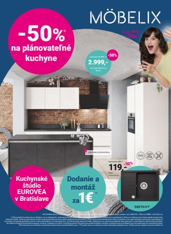 Ponuky Dom a Záhrada v Košice | -50 % na plánovateľné kuchyne de Möbelix | 23. 5. 2022 - 5. 6. 2022