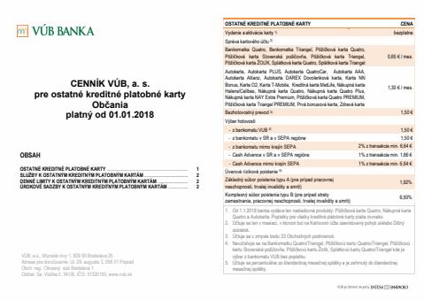 Ponuky Bánk a Služieb v Malacky | Cenník VÚB, a. s. pre ostatné kreditné platobné karty de VÚB Banka | 6. 5. 2022 - 6. 6. 2022