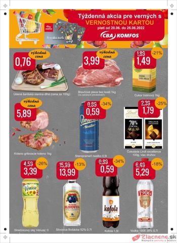 Ponuky Supermarkety v Zvolen | leták CBA Komfos de CBA | 20. 6. 2022 - 26. 6. 2022