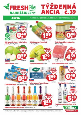 Ponuky Supermarkety v Bratislava | Leták Fresh de Fresh | 29. 9. 2022 - 5. 10. 2022