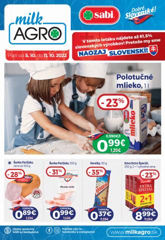 Katalóg Milk Agro v Čierna nad Tisou | Aktuálny leták | 5. 10. 2022 - 11. 10. 2022