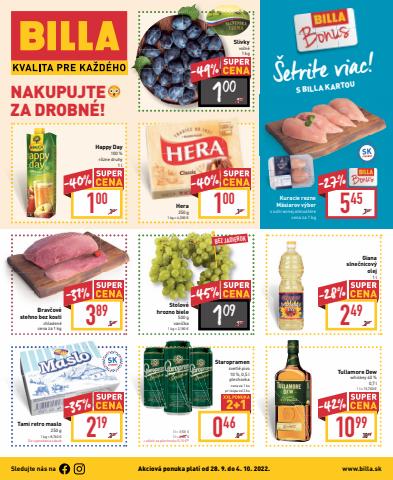Ponuky Supermarkety v Bratislava | Leták Billa de Billa | 29. 9. 2022 - 5. 10. 2022
