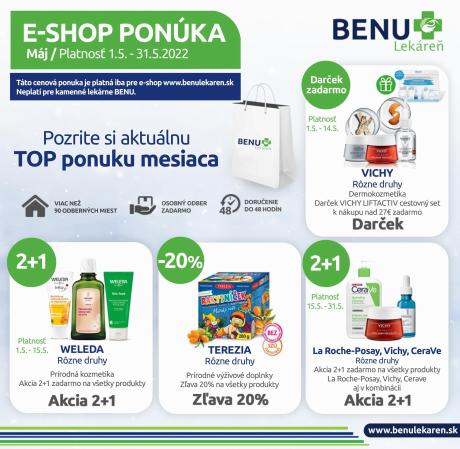 Ponuky Drogéria a Kozmetika v Malacky | Leták pre e-shop de Benu Lekáreň | 1. 5. 2022 - 31. 5. 2022