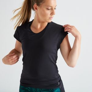 Dámske tričko 100 slim na fitness čierne v akcii za 3,5€ v Decathlon