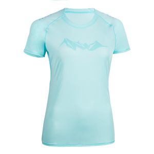 Dámske trailové tričko s krátkym rukávom malinové s potlačou v akcii za 10€ v Decathlon