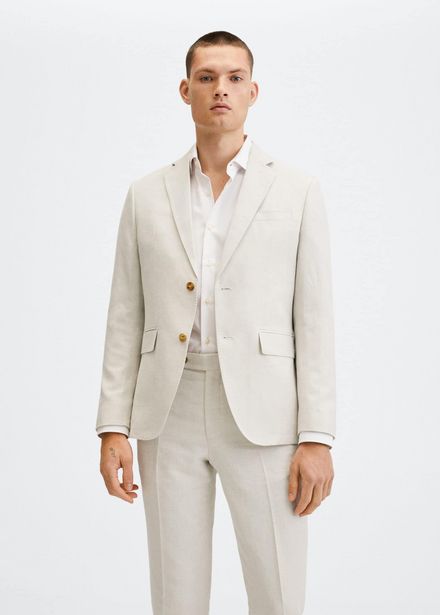 Slim fit linen suit blazer v akcii za 69,99€ v Mango