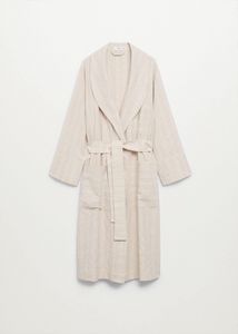 Striped organic cotton robe v akcii za 12,99€ v Mango