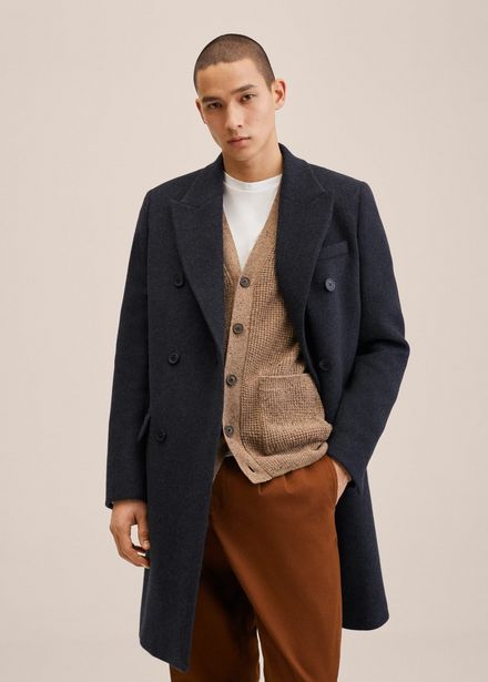 Wool double-breasted coat v akcii za 119,99€ v Mango