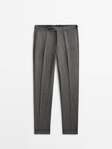 Sivé Vlnené Oblekové Nohavice Z Flanelu v akcii za 99,95€ v Massimo Dutti