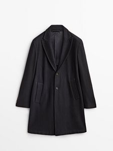 Dlhý Vlnený Tmavomodrý Kabát v akcii za 299€ v Massimo Dutti
