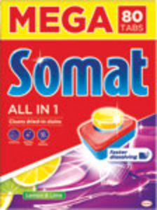Somat tablety do umývačky riadu All in 1 Lemon & Lime 80 Tabs v akcii za 13,99€ v TETA Drogerie
